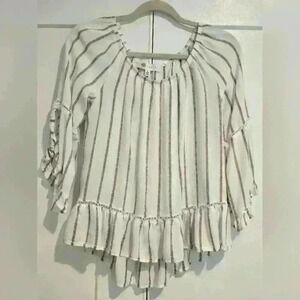 Fever Boho Flowy Pinstriped Shirt